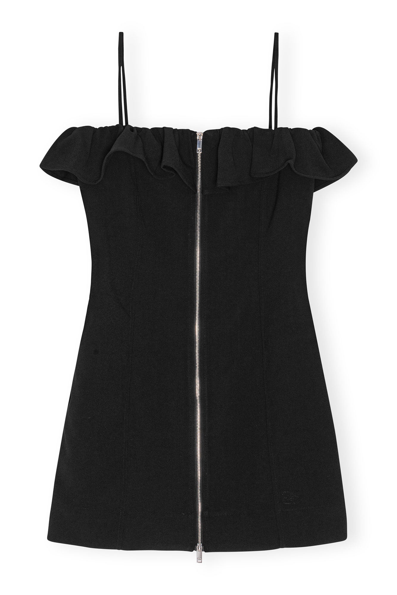 Bonded Crepe Strap Mini Dress | Black