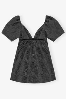 Botanical Jacquard Mini Dress | Black