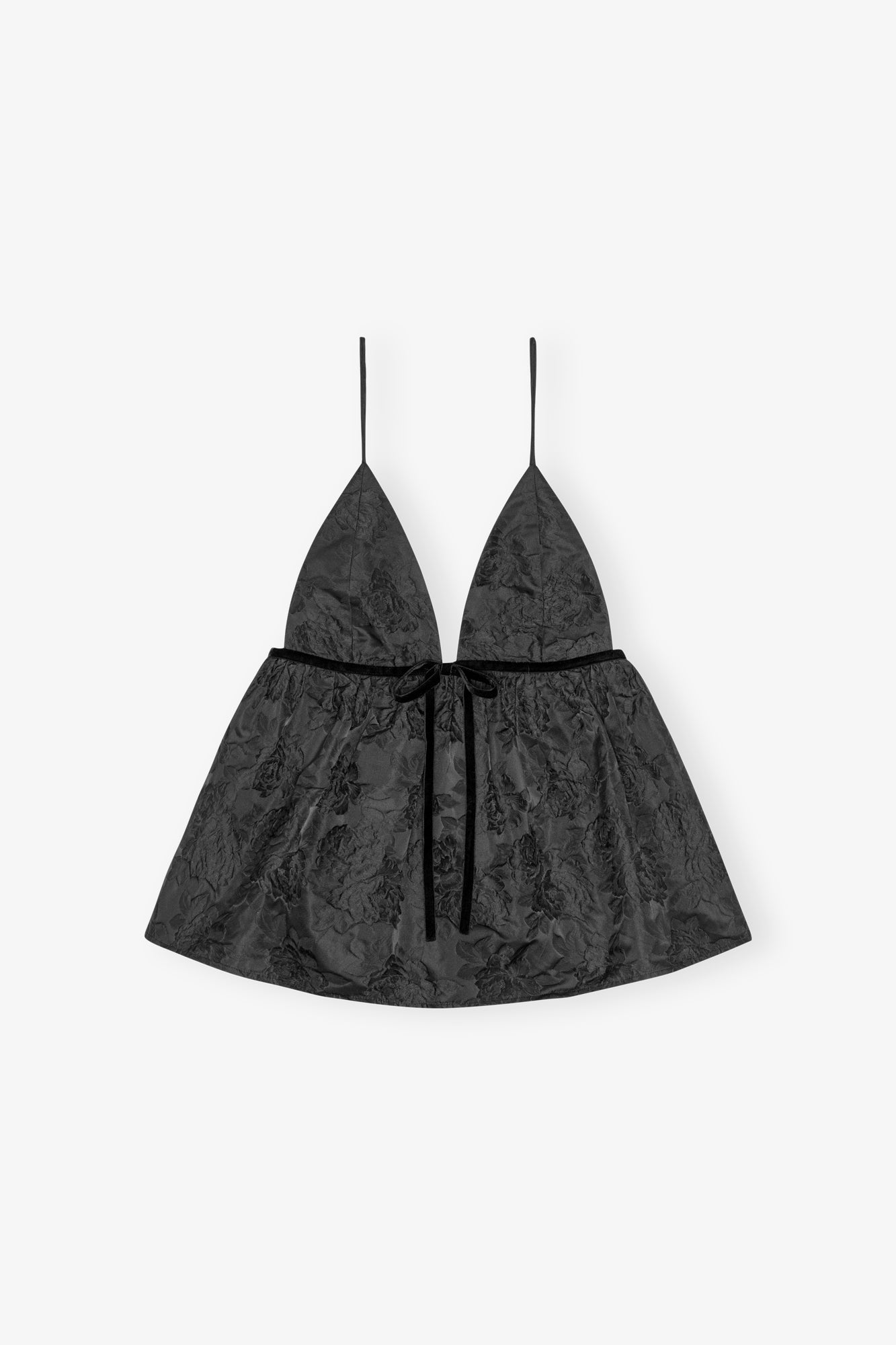 Botanical Jacquard Strap Top | Black