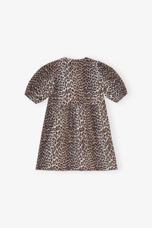 Printed Cotton Tie String Mini Dress | Leopard