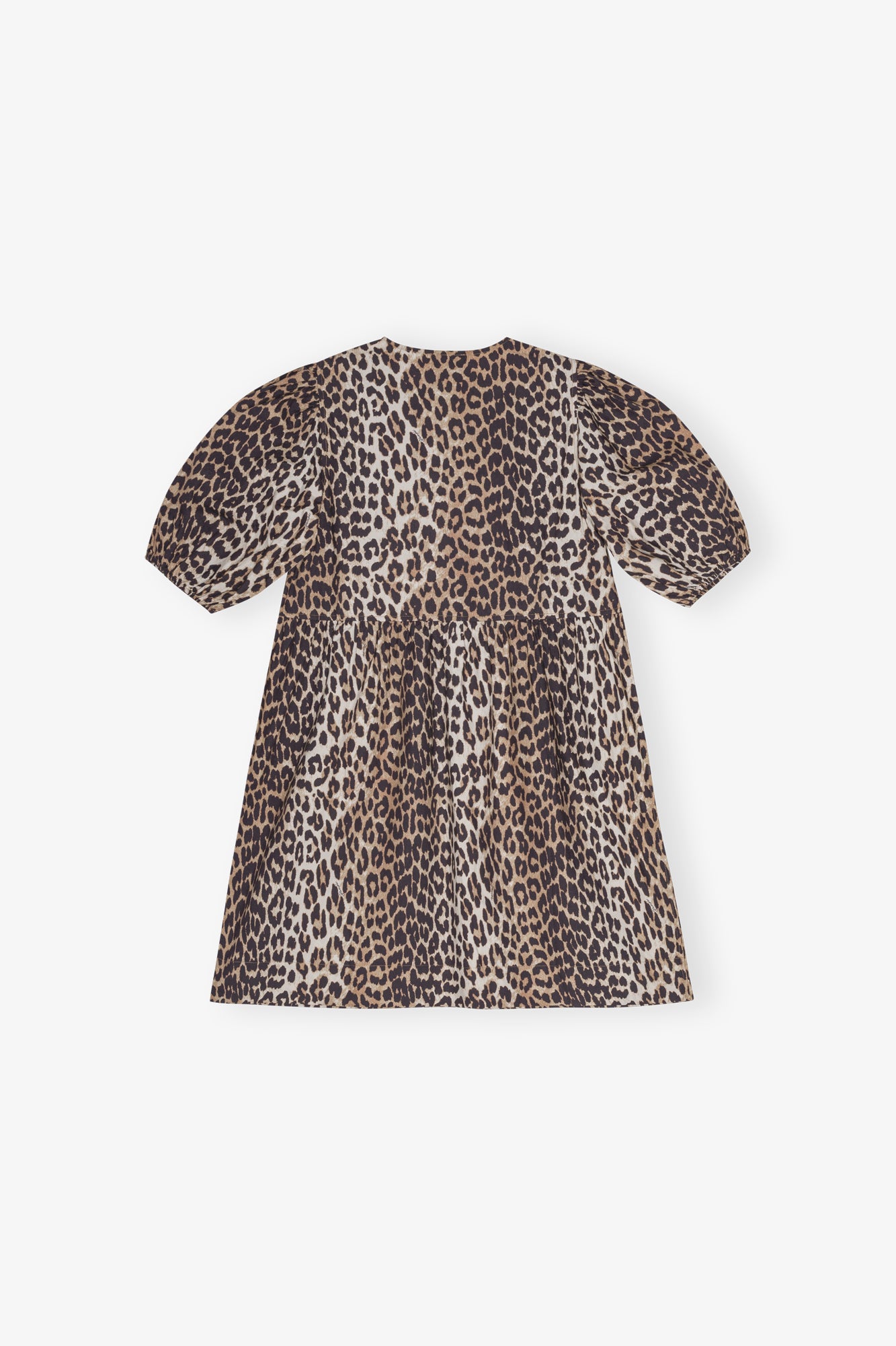 Printed Cotton Tie String Mini Dress | Leopard