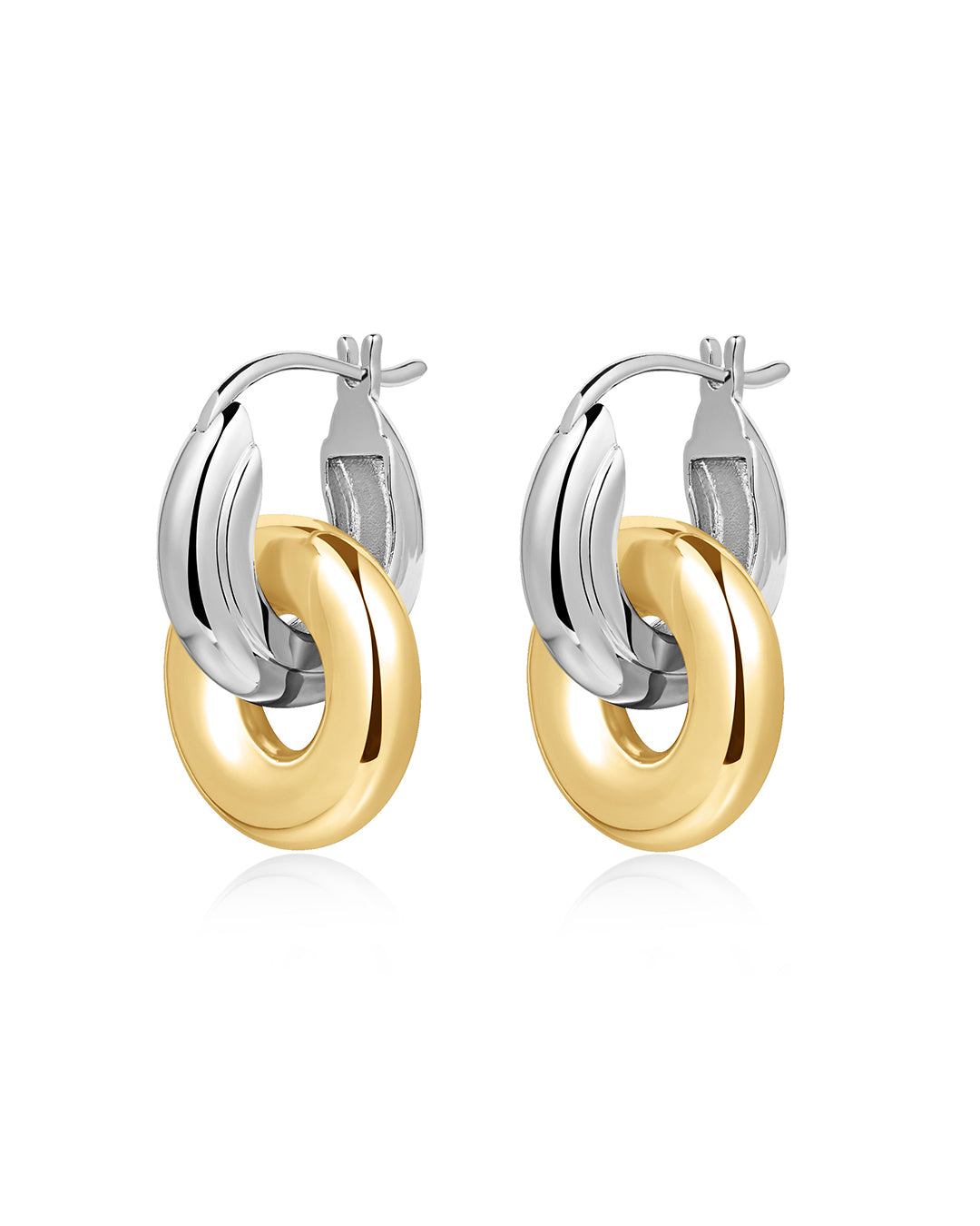 Two-Tone Interlock Hoops | Silver
