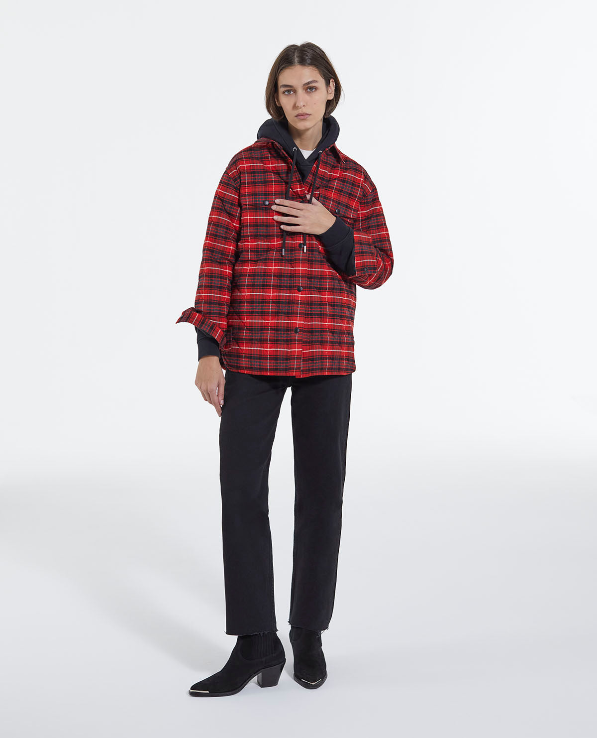 Oversized Checked Shirt | Women | Red x Black