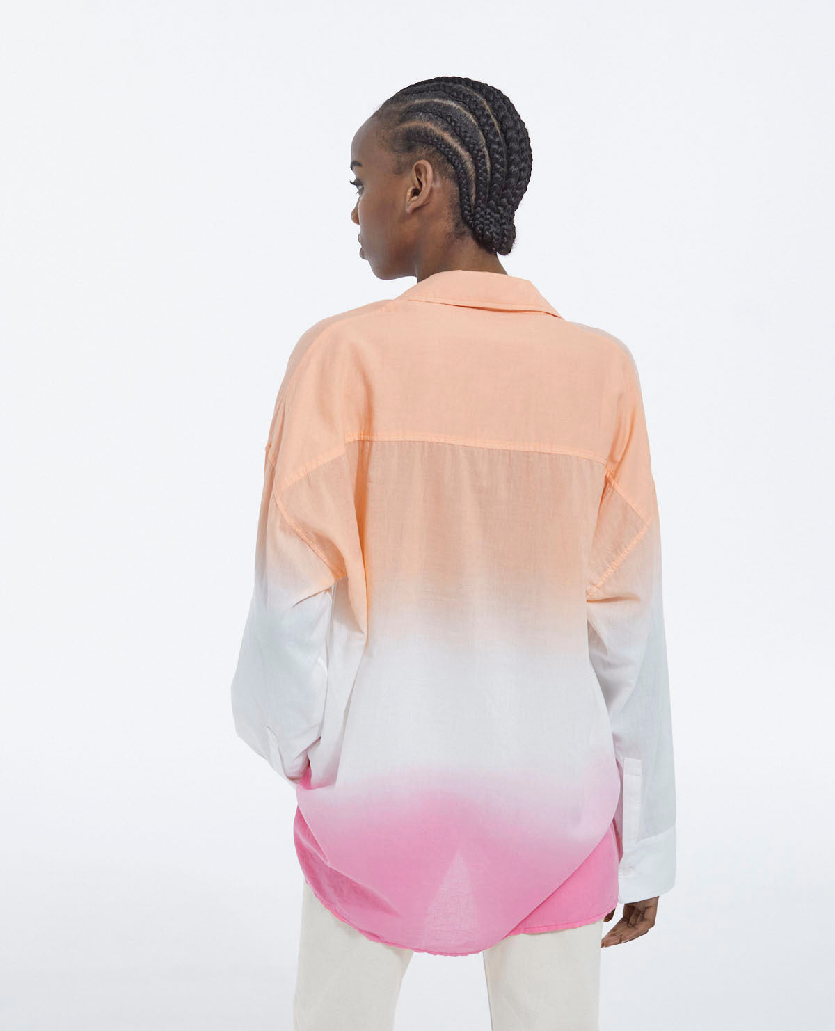 Tie-Dye Long Cotton Shirt | Women | Pink