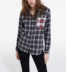 Overshirt With Check Motif | Women | Black