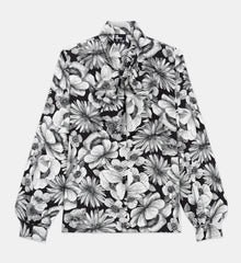 Floral Silk Shirt | Women | Black x White