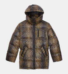 Print Oversized Down Jacket With Straps And Logo | Women | Leopard