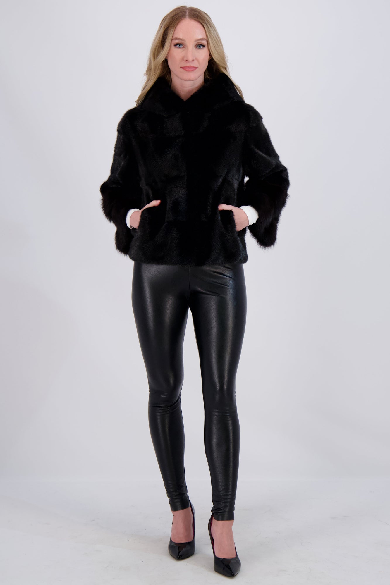 Mink Parka With Stone Marten Cuffs | Women | Black