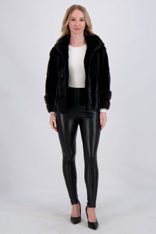 Mink Parka With Stone Marten Cuffs | Women | Black