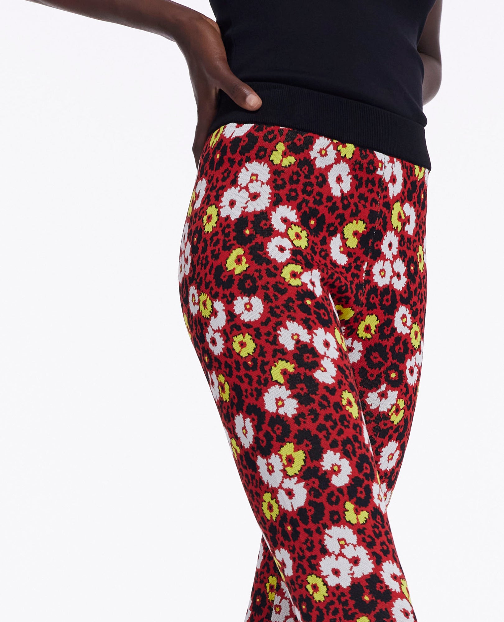 Floral Print Leggings | Women | Dark Red