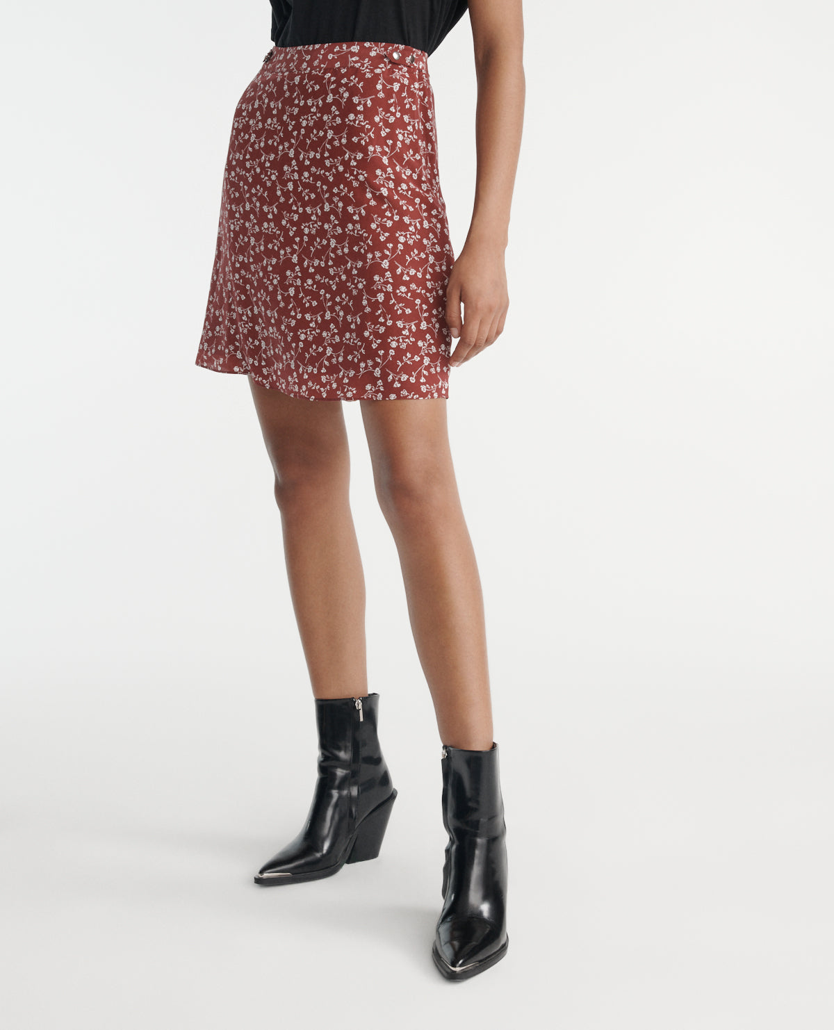 Flowing Short Skirt With Print | Women | Burgundy