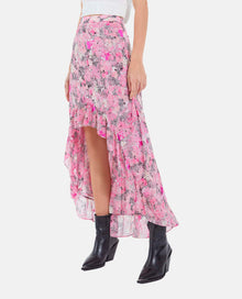 Flowing Long Skirt With Floral Print | Women | Pink