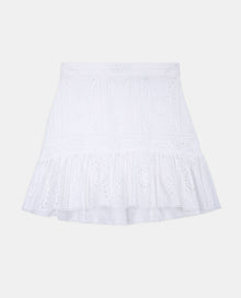 Short Cotton Formal Skirt W/ Embroidery | Women | White