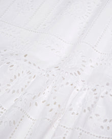 Flowing Cotton Long Skirt W/ Embroidery | Women | White