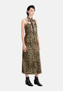 Long Print Silk Skirt | Women | Leopard