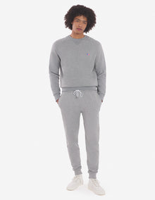 Mens | Tricolor Fox Patch Clean Cotton Fleece Sweatshirt | Grey Melange