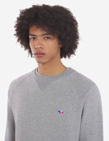 Mens | Tricolor Fox Patch Clean Cotton Fleece Sweatshirt | Grey Melange