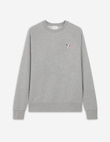 Mens | Tricolor Fox Patch Clean Cotton Fleece Sweatshirt | Grey Melange