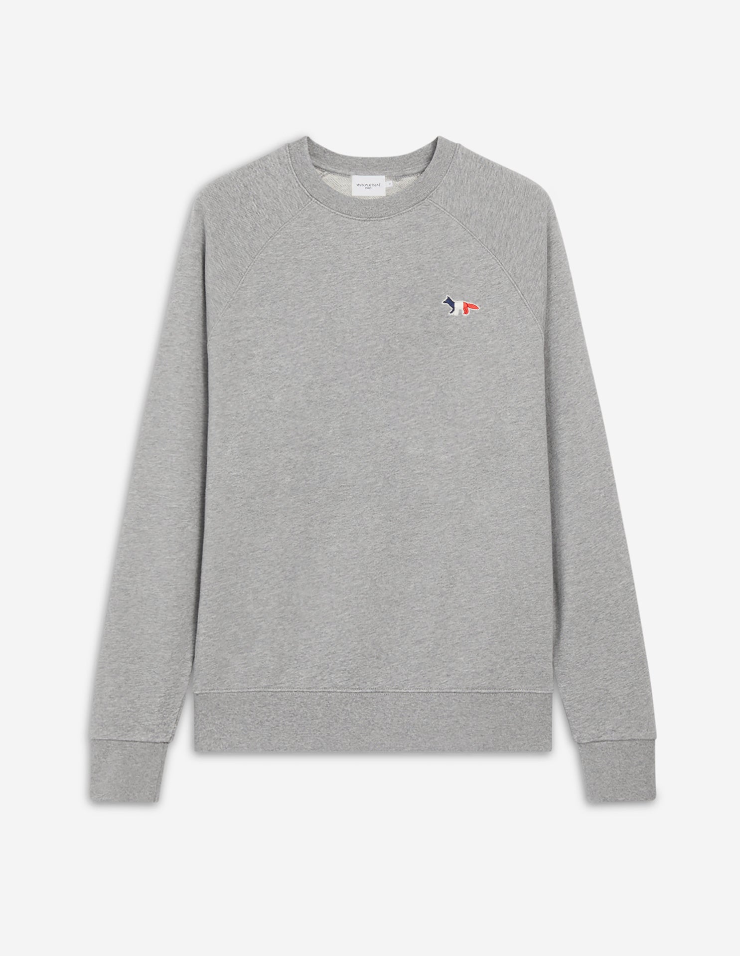 Mens | Tricolor Fox Patch Clean Cotton Fleece Sweatshirt | Grey Melange