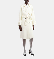 Long Wool-Blend Coat | Women | Ecru