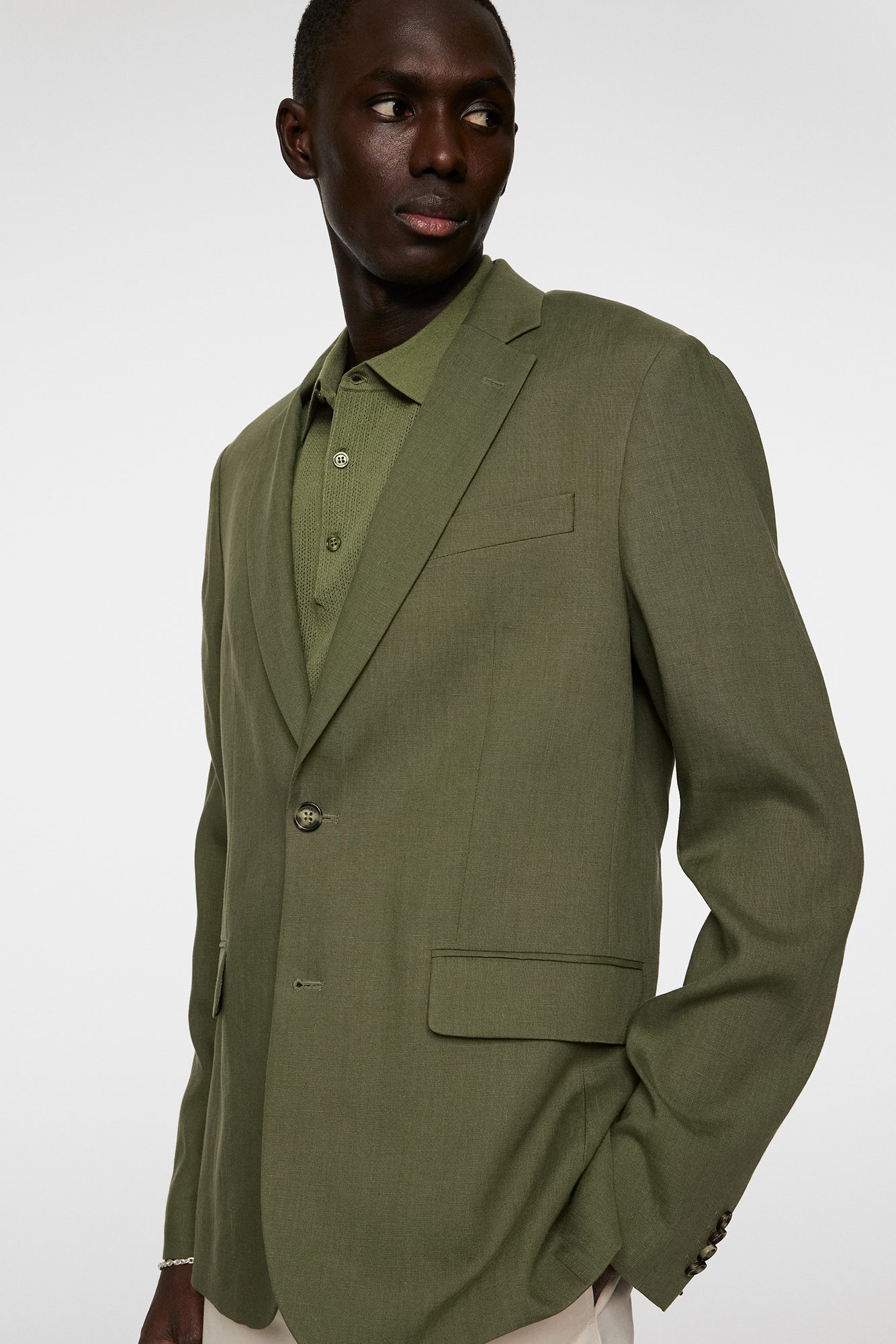 Men | Elton U Super Linen Blazer | Olivine