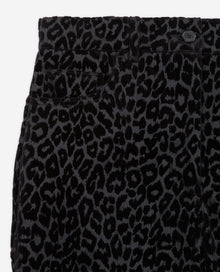 Velvet Suit Pants With Leopard Print | Women | Black