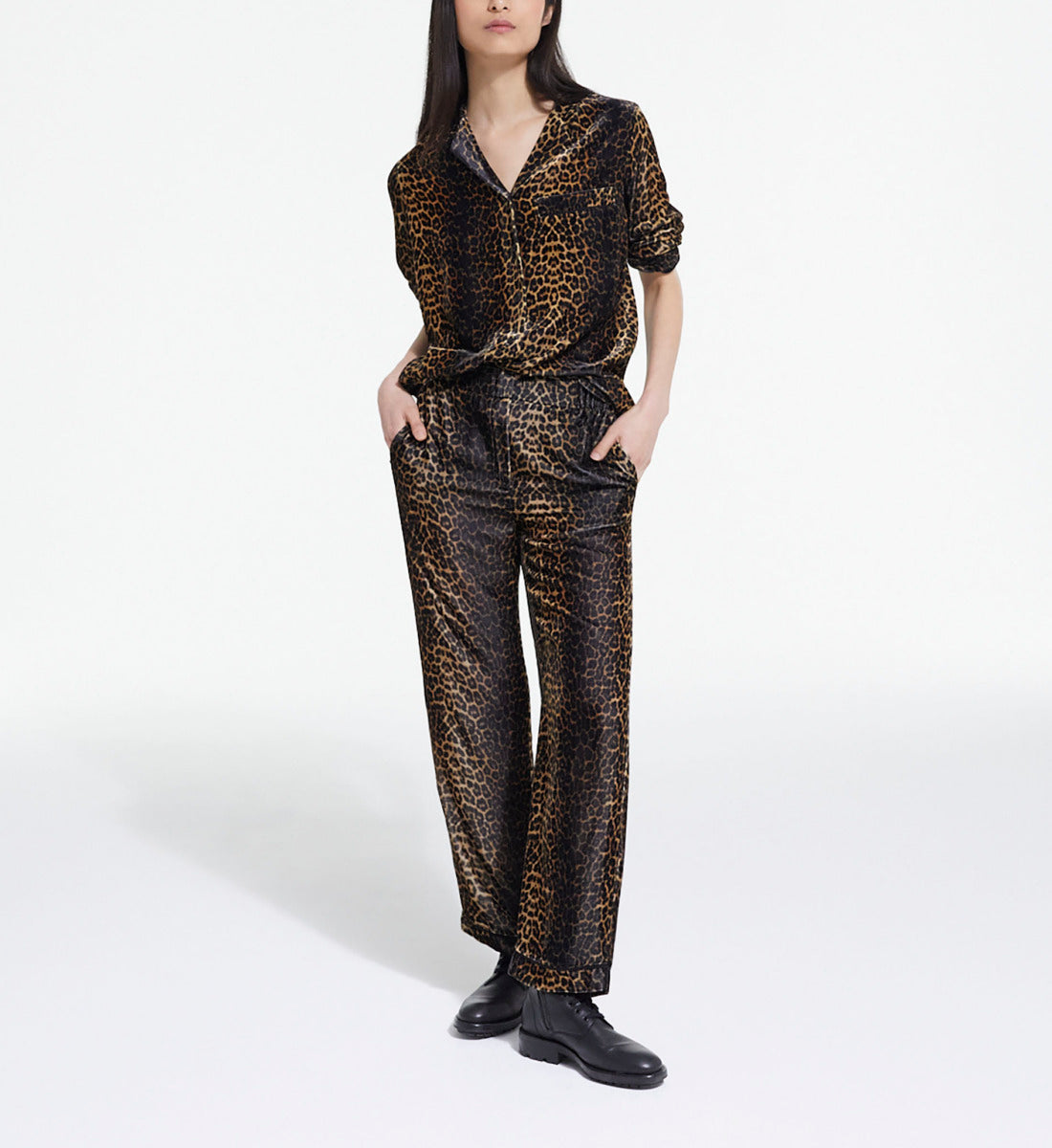 Flowing Velvet Pants With Print | Women | Leopard