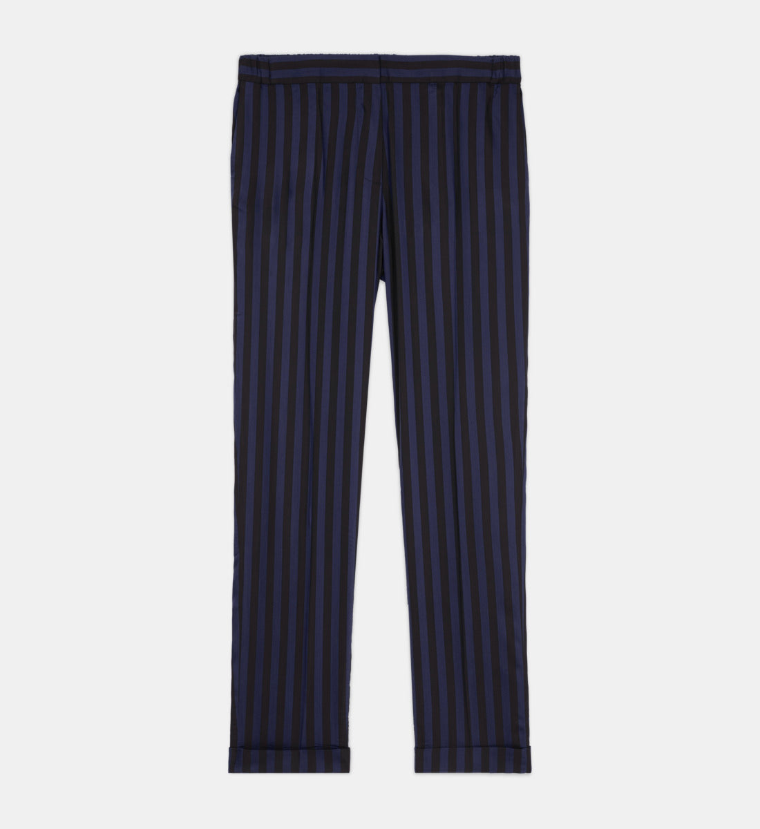 Straight-Cut Striped Pants | Women | Black Navy