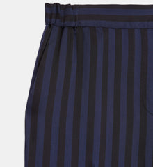 Straight-Cut Striped Pants | Women | Black Navy