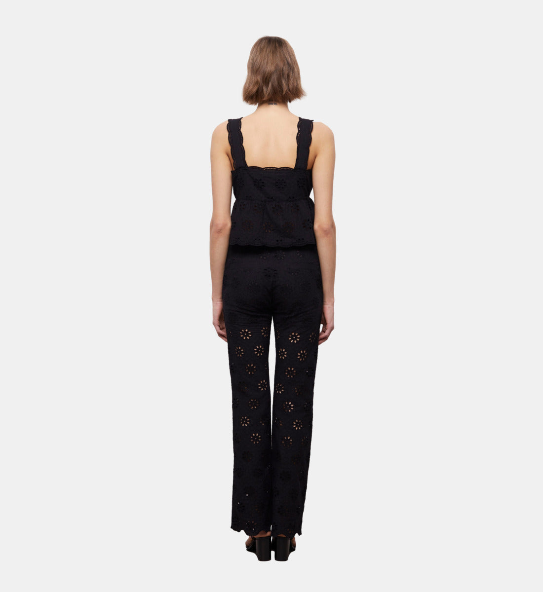 Pants With Broderie Anglaise | Women | Black