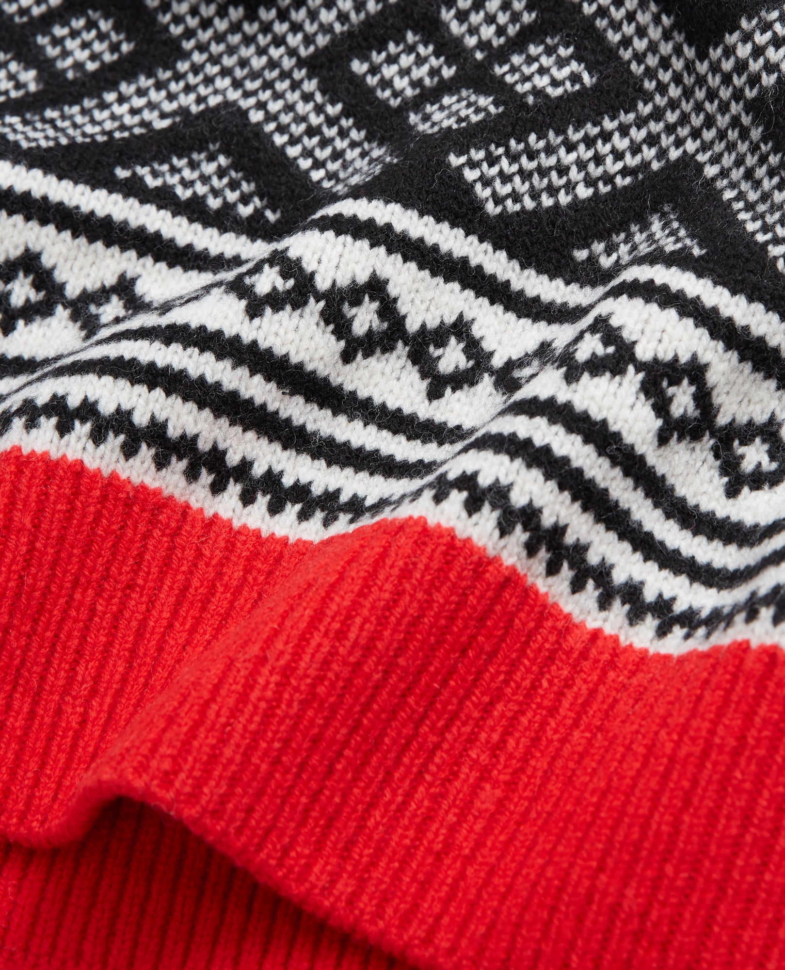 Patterned Wool Sweater | Women | Black Red Off White