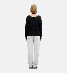 Ecru Sweater With Buttoning On The Back | Women | Black