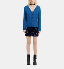 Sweater With Buttoning On The Back | Women | Medium Blue