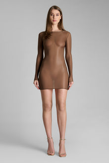 Short Open Back Long Sleeve Dress - French Kiss Light | Mocha