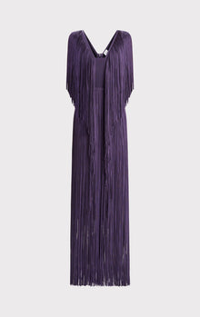 Plunging Fringe Gown | Plum