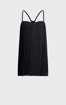 Fringe Sweetheart S/L Mini Dress | Black