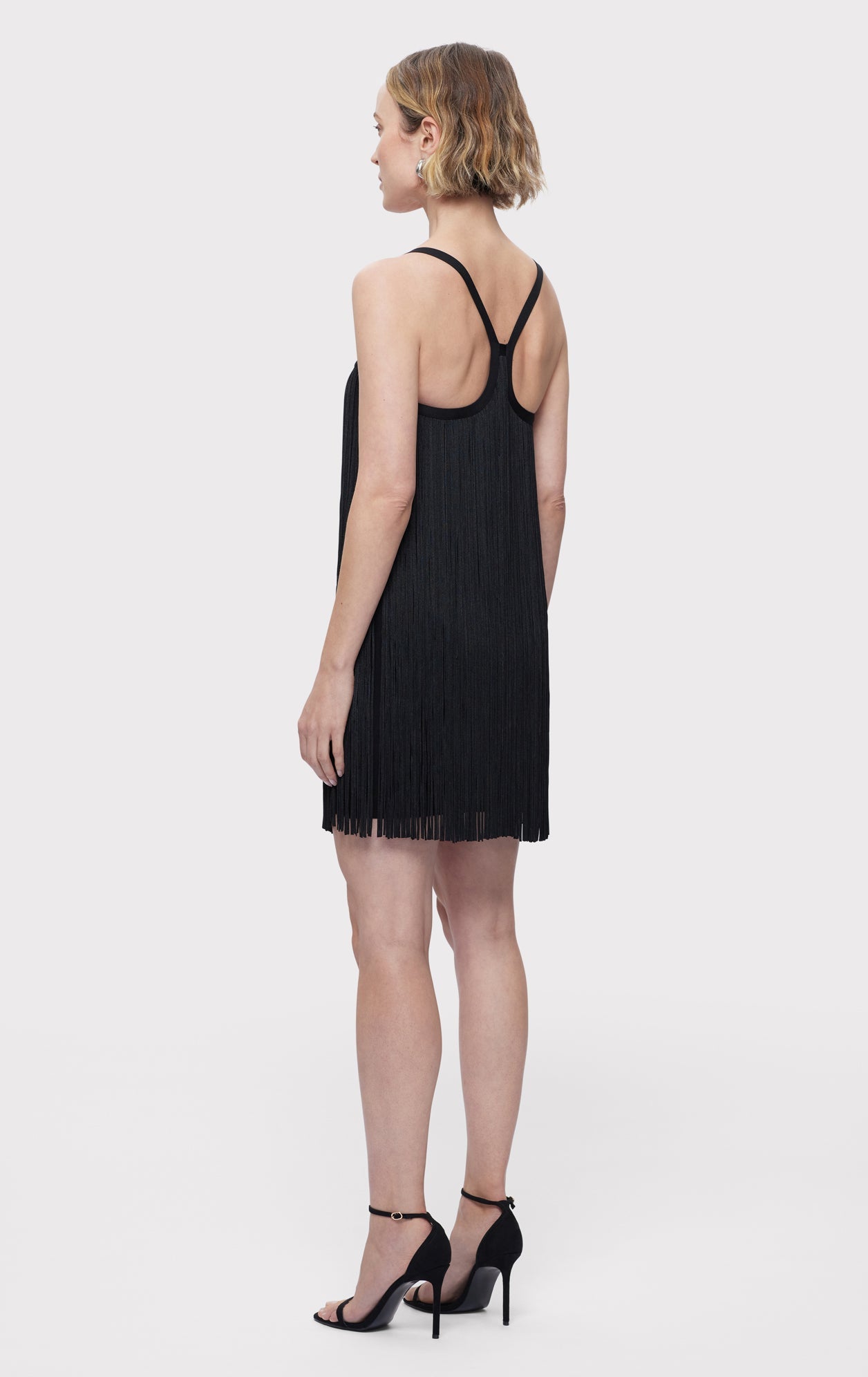 Fringe Sweetheart S/L Mini Dress | Black