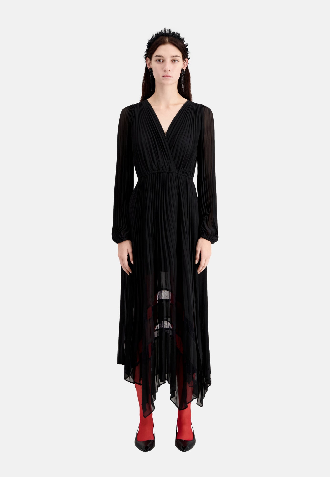 Long Pleated Dress | Women | Black