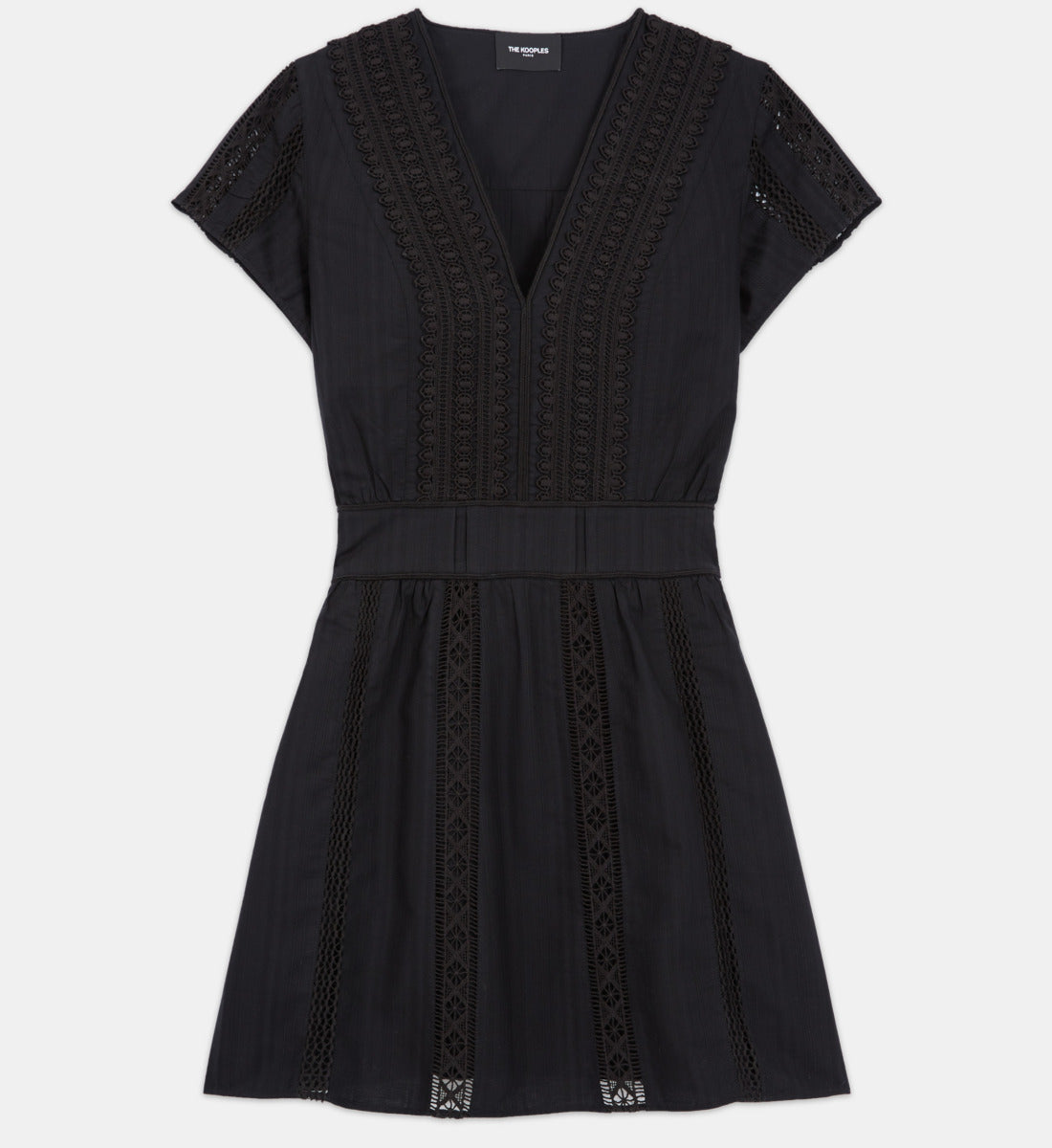 Short Embroidered Dress W/ Band Details | Women | Black