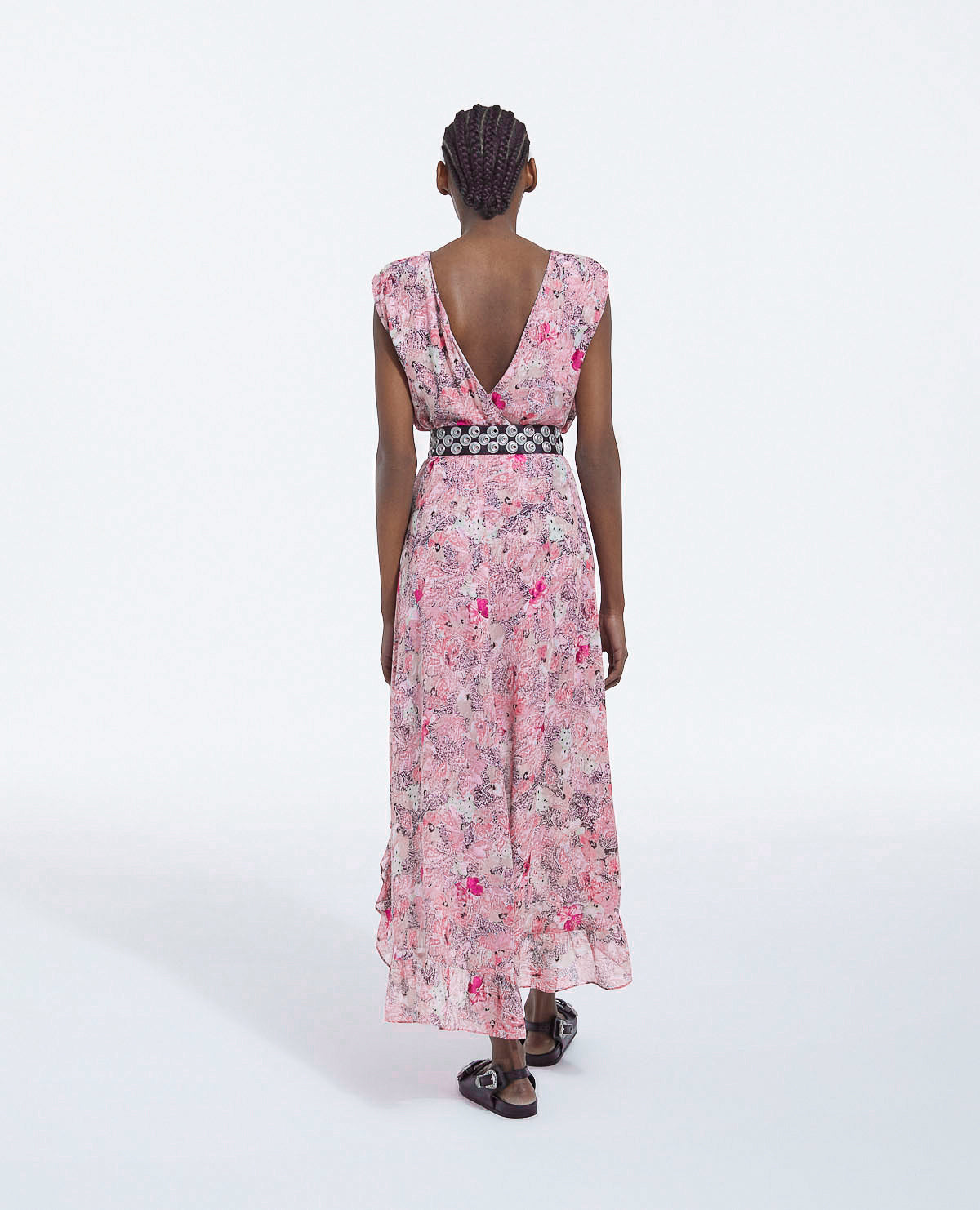 Long Flowing Dress With Floral Print | Women | Pink