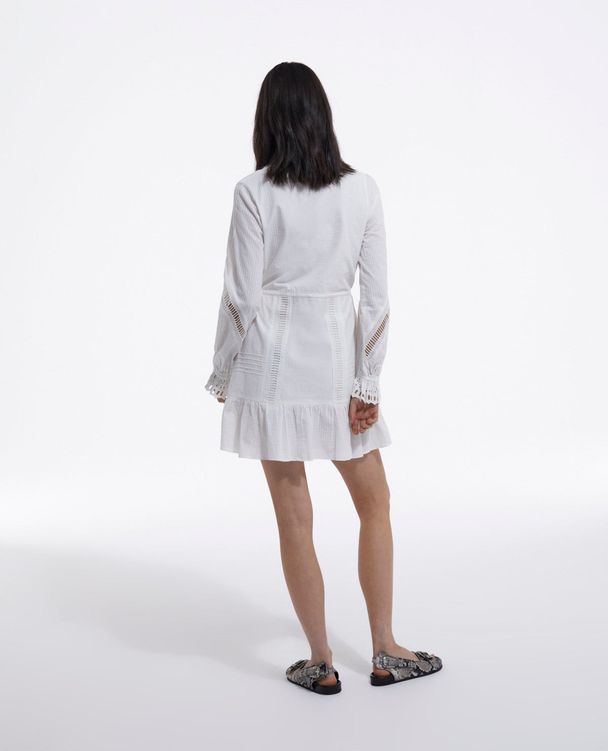 Short Light Dress With Embroidery | Women | Off White