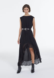 Long Semi-Sheer Dress | Women | Black