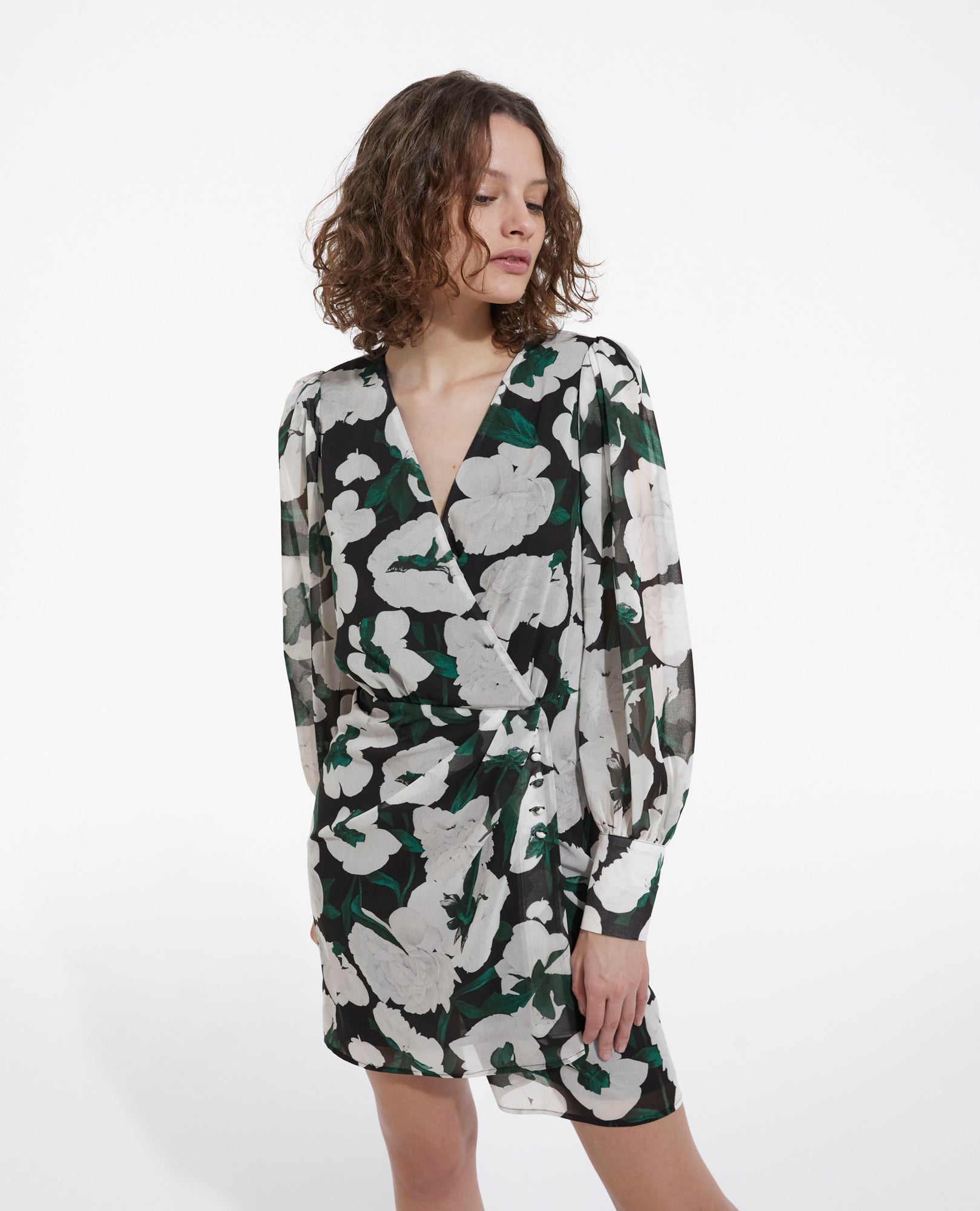 Short Printed Dress | Women | Ecru