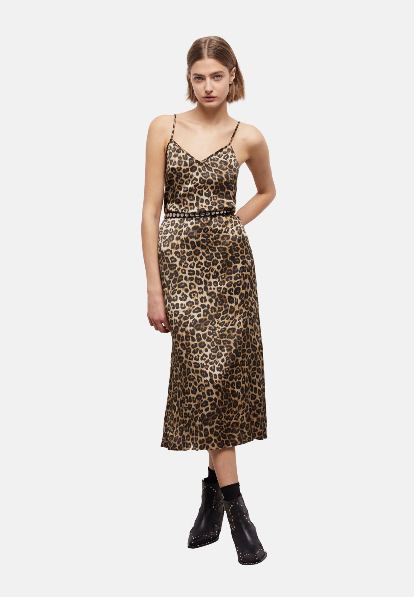 Long Print Silk Dress | Women | Leopard