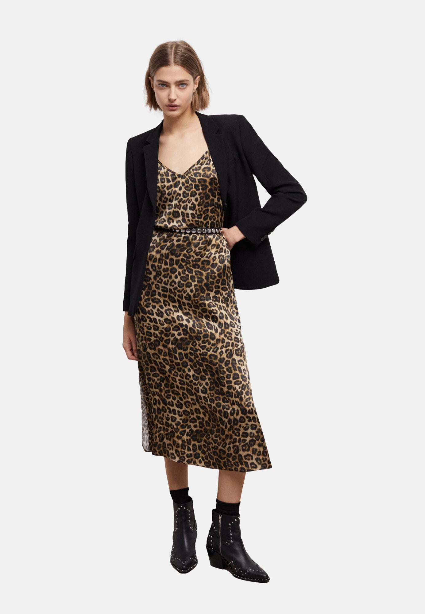 Long Print Silk Dress | Women | Leopard