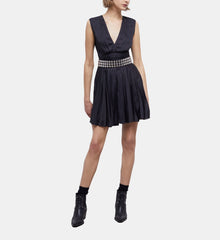 Pleated Short Dress | Women | Black