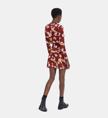 Floral Print Short Dress | Women | Red x Yellow