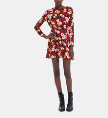 Floral Print Short Dress | Women | Red x Yellow