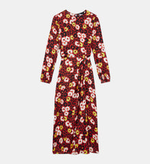 Floral Print Long Dress | Women | Red x Yellow