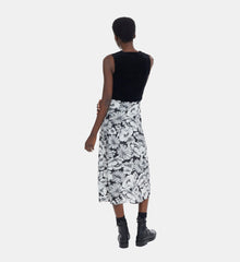 Long Floral Silk Dress | Women | Black x White